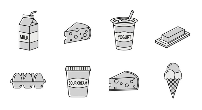 Dairy delight with milk, cheese, yogurt, butter, eggs, cream, and ice cream collection