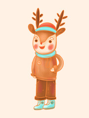 Cartoon Reindeer Flat Illustration