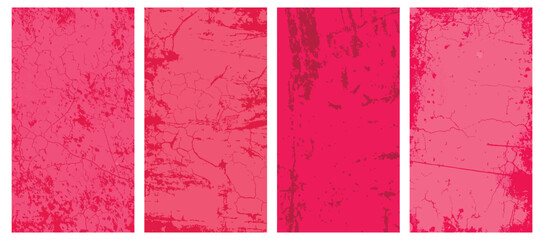 Set of four pink grunge textures for social media story backgrounds isolated vector illustration