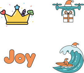 Winter Surf and Drone Delivery: Modern Christmas Celebration Icons