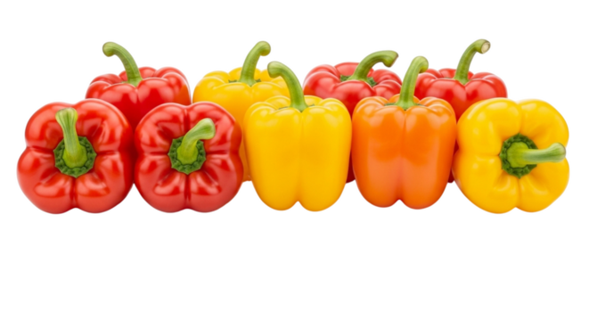 Assortment of Colorful Bell Peppers on a White Background vegetables food isolated on a transparent background