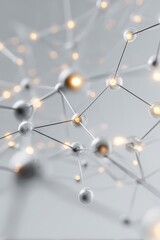Abstract Molecular Structure with Glowing Nodes and Connecting Lines.