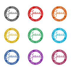 Jesus, The way, The Truth, The Life  icon isolated on white background. Set icons colorful