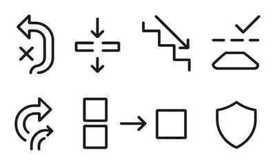 Dark minimalist set of navigation and modification icons