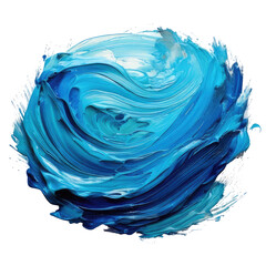 Swirled and textured blue paint blob on black