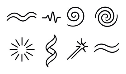 Abstract black and gray wave patterns and spiral designs on dark background