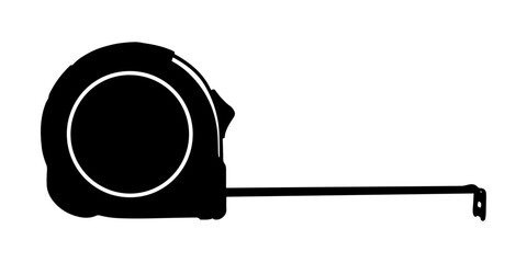 Silhouette of a measuring tape, an essential tool for construction and DIY projects.