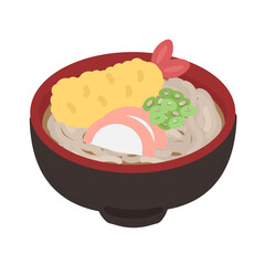 大晦日と年越しそば（天ぷらそば）　イラスト