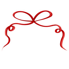 A bright red bow, painted in a soft watercolor style, is perfect for Christmas cards, gift tags, packaging, and holiday decorations.