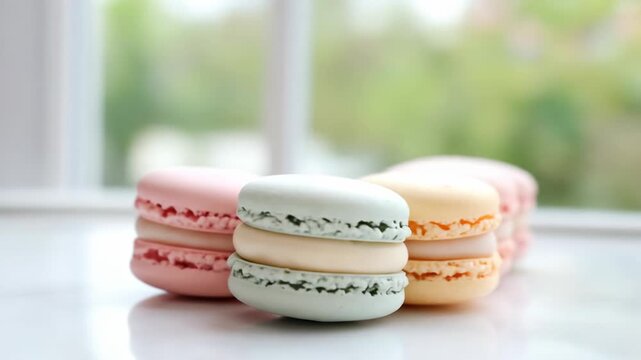 Colorful macarons delicious sweet pastry dessert food photography