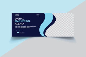 Abstract Modern Marketing Agency Cover Design. Digital Marketing Agency Facebook Cover Banner. Creative Marketing Agency Social Media Cover Template. Digital Advertising Banner Layout.