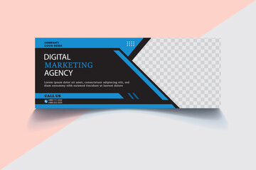Digital Marketing Agency Facebook Cover Banner Template. Corporate Social Media Cover Template for Marketing Agency. Abstract Digital Marketing Web Header Banner Design.