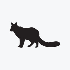 Wild Fox Silhouette Standing Pose &ndash; Forest Animal Vector Illustration