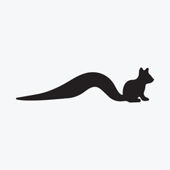 Squirrel Silhouette with Extra Long Tail &ndash; Forest Wildlife Vector Illustration