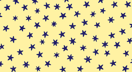 A pattern of blue stars on a yellow background.