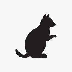 Wild Animal Silhouette Sitting Pose &ndash; Fox or Small Mammal Vector Illustration
