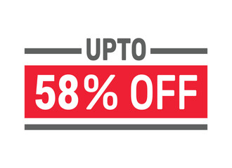 Up to 58% Off sale offer text design icon vector illustration