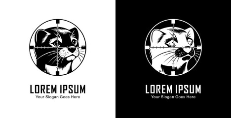 Fototapeta premium The logo design is in the shape of a weasel head which is in the shot