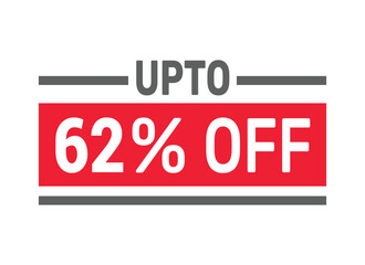 Up to 62% Off sale offer text design icon vector illustration