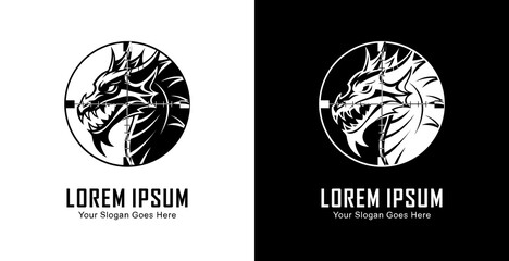 Fototapeta premium Dragon head logo design in the shot