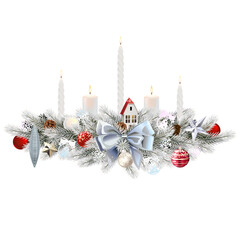 Vector Christmas Frozen Fir Decoration with Candles