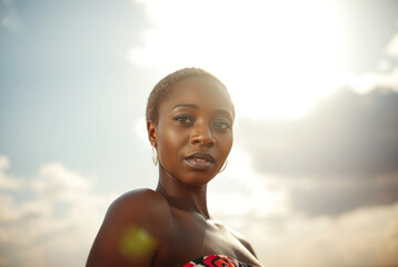 Serene Portrait Under Golden Sunlight Rays
