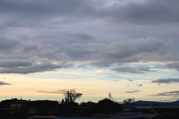 View of beautiful colorful sunset sky.