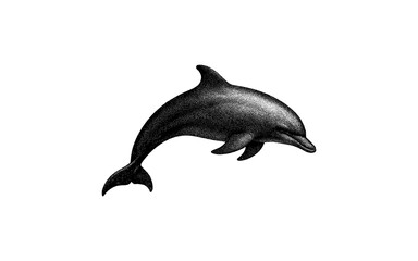 Fototapeta premium Stippled dolphin design in monochrome for ocean-themed art and decor