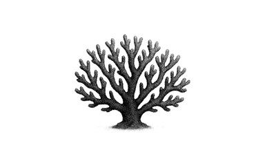 Obraz premium Detailed stippled coral branch with textured design on white background