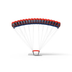 Blue and white parafoil parachute canopy displayed in isolated product render