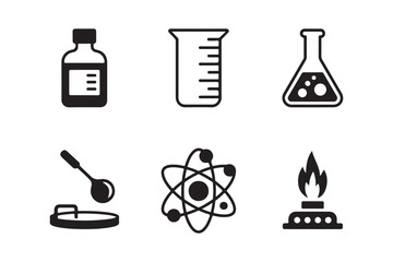 Collection of scientific laboratory equipment icons