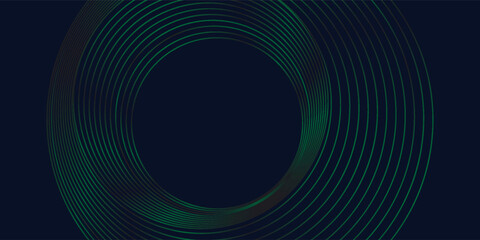 Round frame colorful green black light isolated on dark background. Abstract circles lines pattern. Vector illustration concept for music, digital, modern science, eps 10