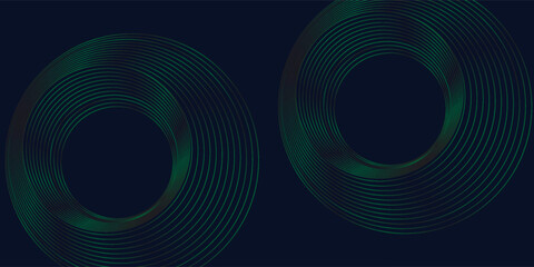 Round frame colorful green black light isolated on dark background. Abstract circles lines pattern. Vector illustration concept for music, digital, modern science, vector
