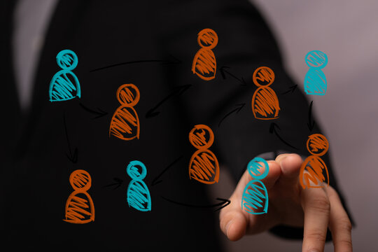 Illustrative image of a network connection, teamwork, and collaboration in business.