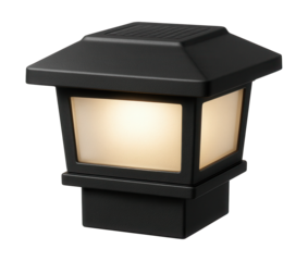 Black solar post cap light ideal for illuminating fence posts around homes.