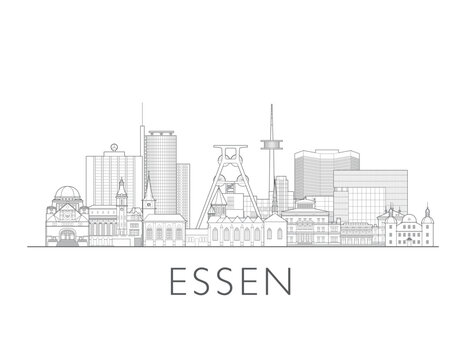 Essen Germany cityscape illustration skyline drawing