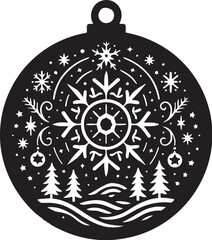 Snow Crystal Cosmos Christmas Ornament ? Papercut Silhouette Design.eps