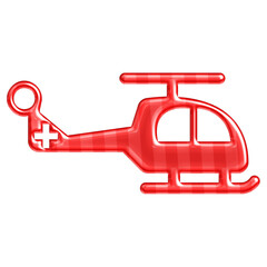 Glossy Christmas Helicopter icon with a 3D effect - Red candy cane striped jelly festive symbol for holiday web UI

