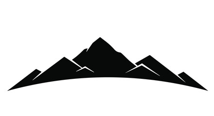 Majestic mountain range silhouette against a bright sky, symbolizing adventure and nature's grandeur.