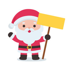 Cute Santa Claus Holding a Blank Signboard in Festive Christmas