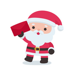 Cute Santa Claus Holding Red Envelope in Festive Holiday Theme