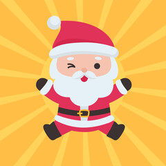 Cute Santa Claus Jumping with Excitement in a Bright Christmas