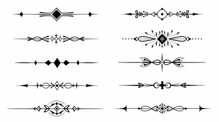 Elegant decorative horizontal line dividers set for graphic design