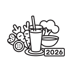 Healthy food and drink with the year 2026