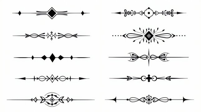 Elegant decorative horizontal line dividers set for graphic design