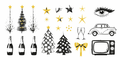 Elegant new years eve and christmas elements collection