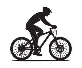 Obraz premium Mountain Biker Silhouette – Cycling Rider on Bicycle Vector Illustration