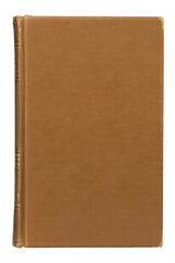 Fototapeta premium A vintage brown hardcover book with a textured cover, isolated on white background