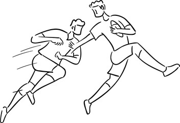 People playing rugby hand drawn sport illustration