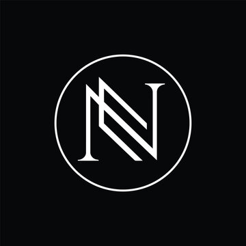 Monogram NC Logo in White Circle on Black